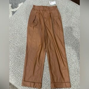 ZENANA Brown Faux leather Cuffed Pant, NWT!